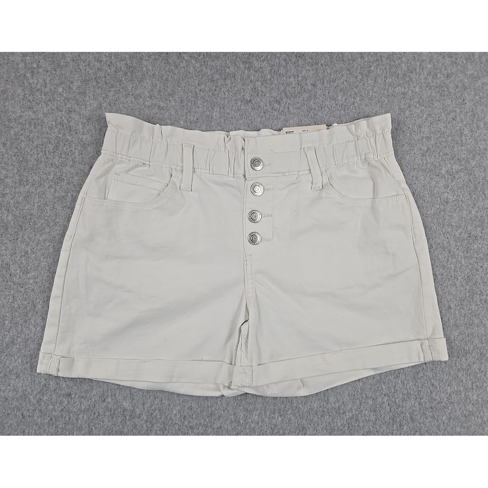 SO Jean Shorts Girls‎ Size 16 High Rise Denim White Paper Bag Waist NWT
